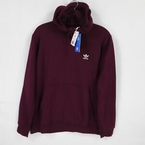 Adidas Essential Hoodie Mens XL Burgundy Trefoil Sweatshirt Pullover Athletic